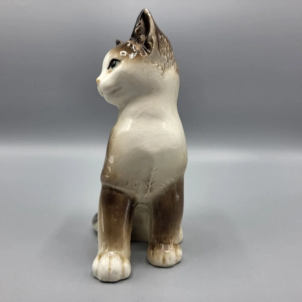 Vtg Mid Century Nippon Yoko Boeki Brown Ceramic Kitty Cat MCM Made in Japan